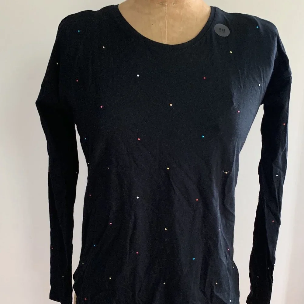 🍀 $10 3/$25! NWT $25 Gap Kids black cotton L/S t shirt 14 16 - Picture 3 of 4